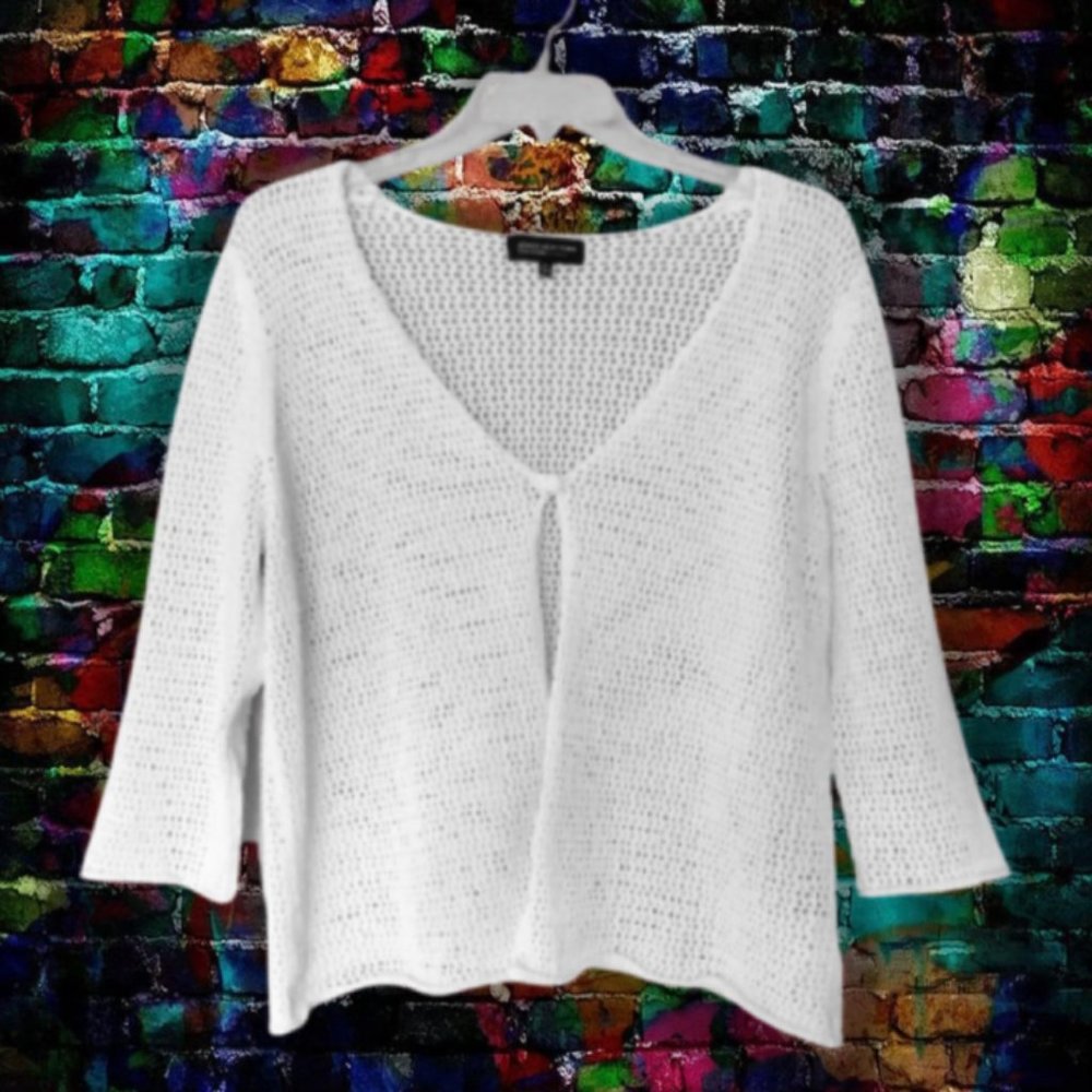 Jones New York White Crochet Cardi Sz 2X
